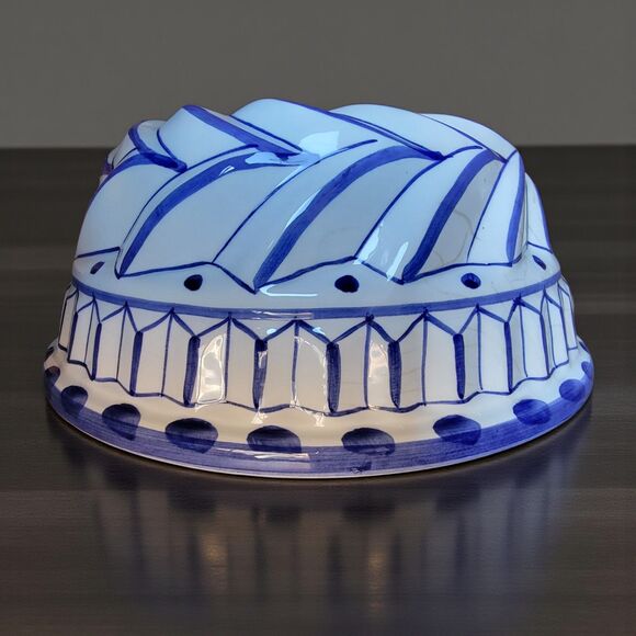 VTG Set Of 2 Knobler Japan Ceramic Jelly Molds Hand Painted Blue White Home - Picture 9 of 14